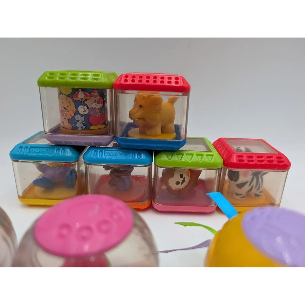 Fisher Price Roll a Rounds Peek a Blocks Circus Animal Sensory Lot 20 pc